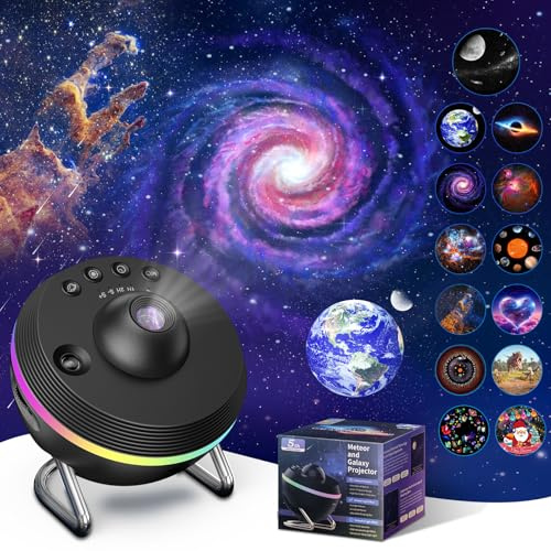 Astarama Sternenhimmel Projektor, 13 in 1 4K HD Galaxy Planetarium Projektor mit Lichtstreifen, Dynamischer Meteor, Timer. Sternenprojektor für Kinderzimmer Home Decoration (Schwarz)