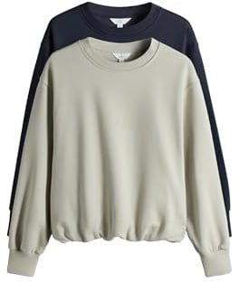 THE SET Damen t Sweatshirts mit Ballonsaum, 2er-Pack