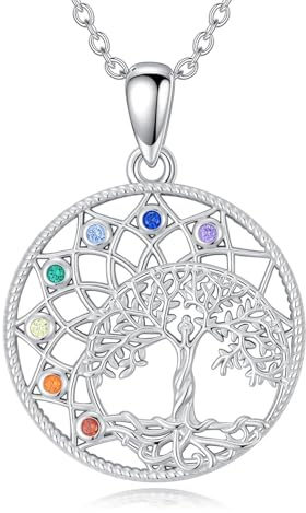 HARMONY BOLA Collier arbre de vie en argent sterling 925 avec pendentif chakra arbre de vie bijoux cadeau d'anniversaire pour femmes mères