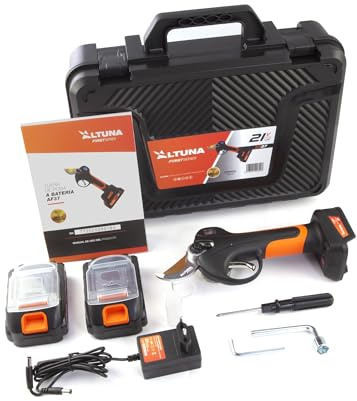 ALTUNA Akku-Astschere 37 mm mit Brushless-Motor - AF37 | Doppelte Öffnung 19 und 37 mm, 2 Akkus 21V 2,5Ah, LCD-Display, Titan-Klinge, Koffer inklusive