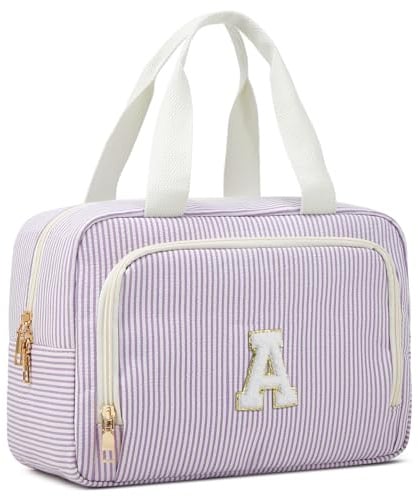Funtlend Kulturtasche Damen groß Kosmetiktasche personalisiert mit Buchstaben – Kulturbeutel für Pflegeprodukte & Make-up – Leichte Waschtasche für Reise und Alltag