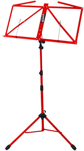 keepdrum MUS3 RD Notenständer Rot + Tasche + 4x Notenklammer