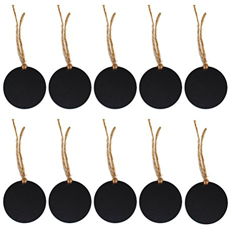 ultnice 10 PCS Mini Tabelle doppelseitig, rundes Tafel mit der-Saite Hanf für Zuhause Hochzeit Dekoration Anhänger DIY Zubehör