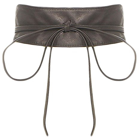 malito – Damen Taillengürtel aus 100% weichem Echtleder – Onesize Bindegürtel mit verstellbarem Taillenband – breiter Wickelgürtel mit Schleife – Hüftgürtel G100 (Schwarz)