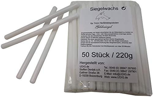 7 mm Siegelwachs weiß für Wachspistole 50er Pack