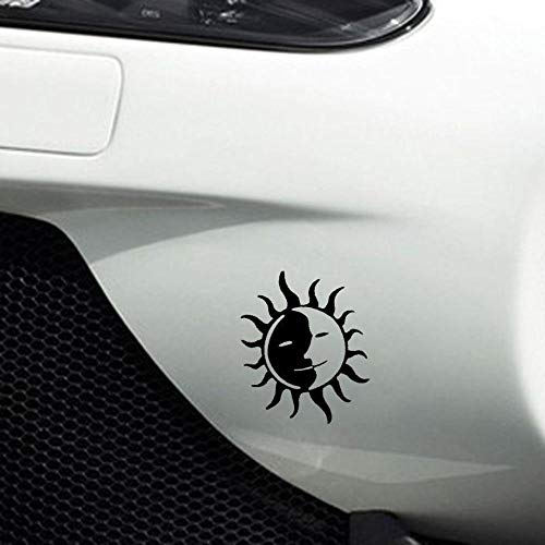 Yin Yang Sun & Moon Face Design Fun Window Bumper Vinyl Sticker 11.6CM x 14.9CM - Black