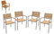 Dynamic24 Garden Pleasure 4 x Stapelstuhl Denver Teak Edelstahl Gartenstuhl Stuhl Set Stapelsessel stapelbar Holz Sitzgruppe Gartensessel