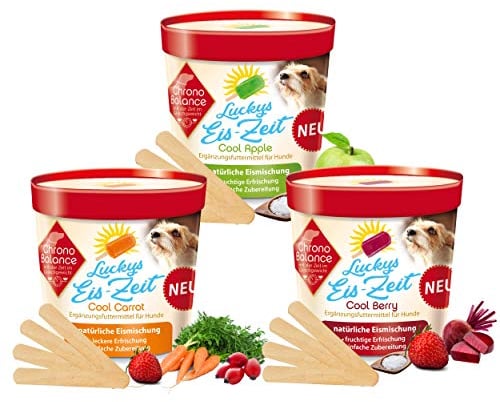 ChronoBalance® EIS für Hunde, Abkühlung für Hunde, Elektrolyte für Hunde, Hundeeis als Snack im Sommer, auch für Katzen geeignet - Verschiedene Geschmacksrichtungen (3 in 1 Paket)