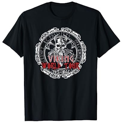 Viking World Tour mit Rückendruck Wikinger Nordische Krieger T-Shirt