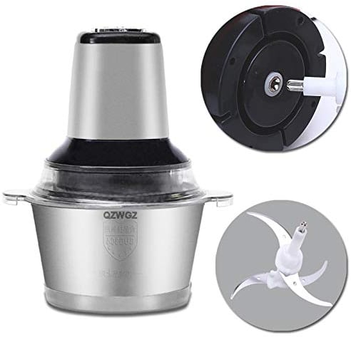 QZWGZ Multi-function 2 Speeds cutter 220V Food Processor, Electric Chopper with 3L Stainless Steel Bowl, Meat Grinder ,Vegetables, Fruits and Nuts, 2 Bi-Level Blades, 300W (3L)