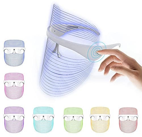 7 Couleur LED Masque luminothérapie, Beauty Masque photonique pour le rajeunissement de la peau Anti-âge Acné Tache Cicatrice Enlèvement Serrage Masque Facial