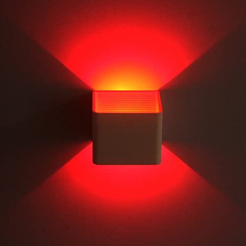 ZMLG RGB Wandleuchte Innen, Modern Aluminium LED Wandlampe Dimmbar Mit Fernbedienung, Bunte Farbwechsel Wandbeleuchtung Quadratische Für Wohnzimmer Korridor Aisle Hall,Weiß