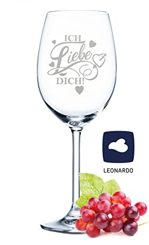 GRAVURZEILE Leonardo Weinglas - Ich liebe dich Design - Glas mit Lasergravur - Geschenk für Sie & Ihn - Geschenk zur Hochzeit, Verlobung, Jahrestag & Valentinstag