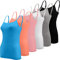BQTQ 6 Pièces Femme Débardeur Bretelles Camisole Top Débardeurs Basique Caraco Réglables Camisole Top pour Femme et Fille, Noir, Blanc, Gris, Turquoise, Saumon, Rose, L