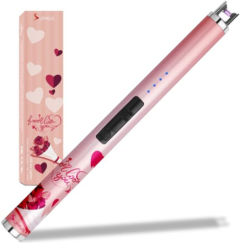 SUPRUS Kerzenzünder Typ C USB Elektro mit Sicherheitsschalter Upgraded LED Batterie Display Wiederaufladbarer Flammenloser Plasma Winddichter Feuerzeug für den Muttertag