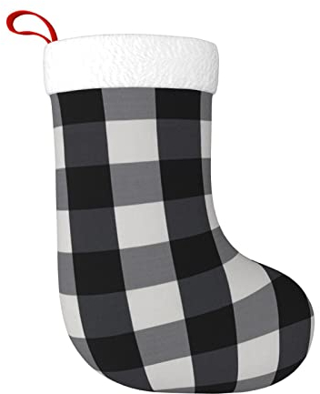 DMORJ Schwarz und Weiß karierte Weihnachtsstrümpfe, dekorative Strümpfe, 45 cm Geschenkhalter für Party, Urlaub, Dekorationen (1 Packung).