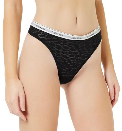 Calvin Klein String Femme High Leg Thong avec Dentelle, Noir (Black), XL