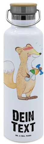 Mr. & Mrs. Panda Personalisierte Trinkflasche Fuchs Fitness - Geschenke, Mit Gravur, Kraftsport, Geschenk, Fitnessstudio, Sport Treiben, Flasche, Namen, Wasserflasche, Sportclub, Selbst Gestalten