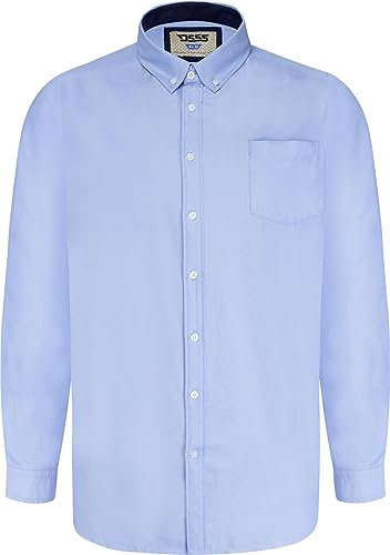 D555 Men's Plus Size Richard Basic Oxford Long Sleeve Shirt in Sky Blue 5XL
