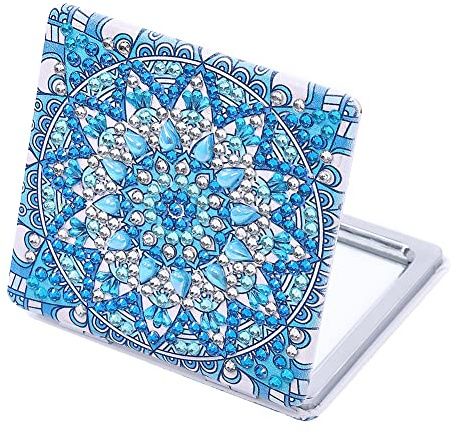 Starnearby Miroir Maquillage de Poche Pliable Portable Diamond Painting Mandala avec Peinture Diamant Bricolage pour Femmes Filles Voyage Travail École