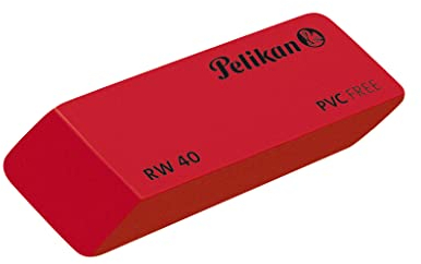 Pelikan Radierer RW40 aus Kunststoff, Suede, rot, Schachtel mit 40 Stück, 606127