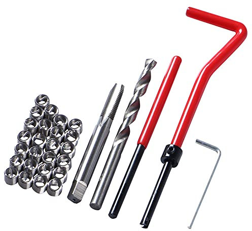 Fongmore Kit de réparation de Filetage métrique M6 x 1,0 mm en Acier Inoxydable - 30 pièces - Kit d'outils à Main compatibles pour réparation Automobile