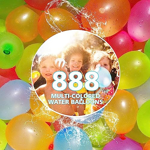Wasserbombe Ballon Wasserballons Color Wasserbomben mit automatischem Verschluss Schnellfüller Wasserball für Sommerpool-Party im Freien im Garten und am Strand (888 Stück)
