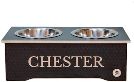Handmade Wooden Dog Bowl Stand by Chester & Cooke - Raised Dog Bowls with Stand - Choice of Size - Personalised Dog Bowls - Customised Gifts for Dog Owners