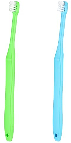 WLLHYF 2 Stück Kieferorthopädische Zahnbürste, Sehr Weiche Büschel-Zahnbürste für Zahnspangen und Detailreinigung (Blau + Grün)