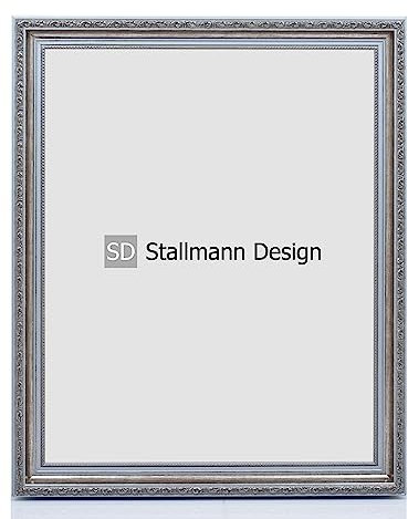 Stallmann Design Barockrahmen “OIA” | 59,4x84 cm | Silber | Echtholz-Bilderrahmen antik | mit Kunstglas | Fotorahmen aus Holz im Vintagestyle