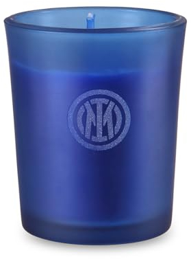 Inter - Candela profumata in Vetro con il logo dell'Inter, fragranza al sandalo. Atmosfera Nerazzurra per Tutte le Occasioni. Prodotto Ufficiale Inter