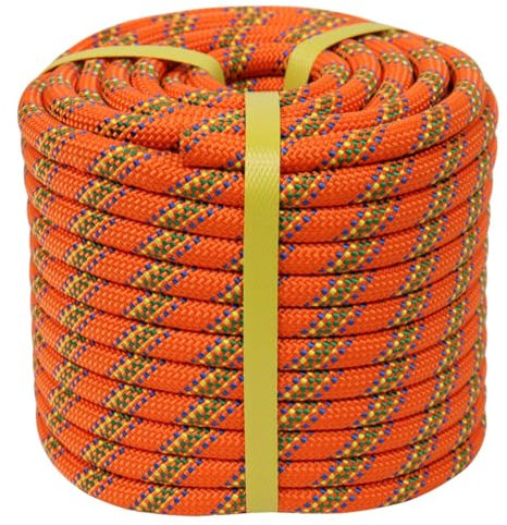 Double Braided Arborist Rope - 1/2 Inch x 200 Feet Polyester High Strength Climbing Rope for Tree Work, Halyard, Sailing (Orange)