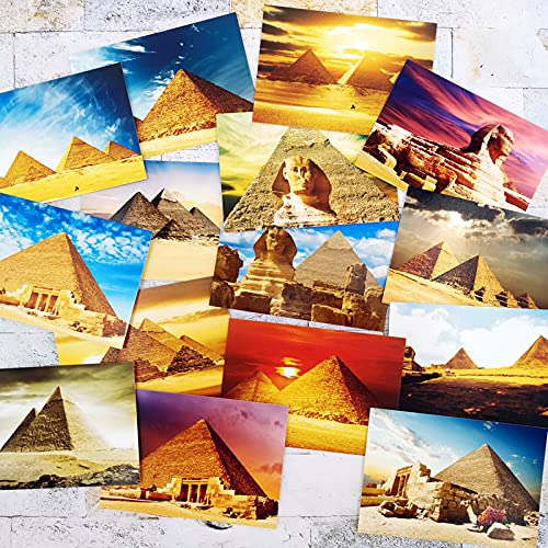 SEVSO Ägyptische Pyramide Postkarten, 15PCS Landschaftsarchitektur Grußkarten, Afrikanische Arabische Länder Landschaft Postkarte Verdickte Karten