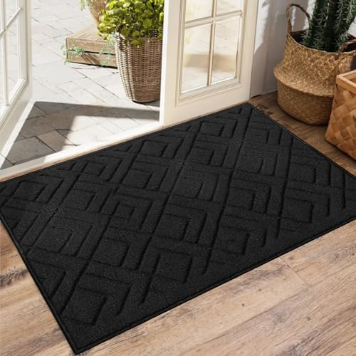 HAOLESHITE Fußmatte Innen 50x80cm, Waschbar Fussmatt, Wasserdicht Türmatte, Hundetürmatte, Rutschfester Schmutzfänger Teppich für die Vordertür (Schwarz 5)