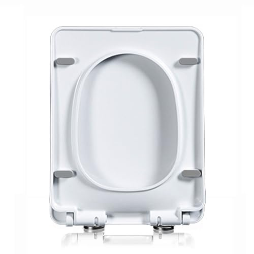 DRYFAL Abattant WC Rectangulaire, Lunette De Toilette Carrée, Cuvette Toilette avec Frein De Chute, Dégagement Rapide, Fixation sur Le Dessus, Antibactérien, Charnières Réglables,06A