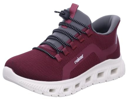 Rieker Damen Schnürhalbschuh in schwarz | Ready2GO Sneaker mit ultraleichter IM-EVA-Sohle MemoSoft-Decksohle und Komfortweite G