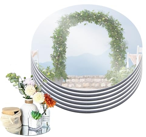 TOATELU 6 Stück Runde Spiegel Tabletts, Ø20cm Spiegel Tablett zum Dekorieren, Runder Spiegelteller Platte Acryl Glas, Spiegel Tabletts für Hochzeitstisch Tisch Tafelaufsätze, Home Dekoration