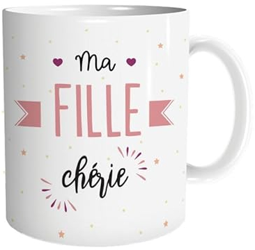 DECOHO Mug en céramique Ma fille chérie, 33 cl