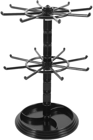 Holibanna 2 Tier Rotating Jewelry Display Stand Holder Jewelry Tree with 16 Hooks Desktop Organizer for Bracelets Necklaces Earrings Rings Hair Ties Key Ring