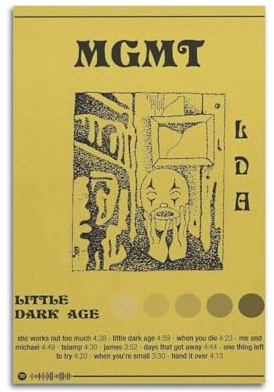 szzmyo MGMT Poster Little Dark Age Album-Poster, dekoratives Gemälde, moderne ästhetische Leinwand, Poster, Schlafzimmer-Kunst, Wohnzimmer, Dekoration, Poster, 20 x 30 cm, ungerahmter Stil