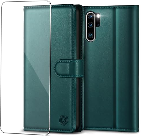 Handyhülle für Huawei P30 Pro Hülle mit Schutzfolie Premium PU Leder P30 Pro Klapphülle Case Brieftasche Kartenfach Ständer Magnet Etui Handytasche Cover Schutzhülle für Huawei P30 Pro - Grün