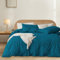 Gezu Housse de Couette Coton 240x220 Unie Bleu Canard Parure de Lit Adulte 100% Doux et Confortable Linge de Lit 220x240 Coton Froissé + 2 Taie d'oreiller 65x65 cm avec Fermeture éclair