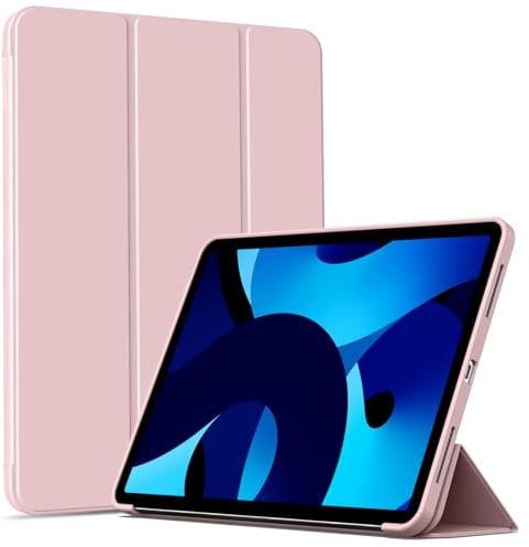 BFGTSJF Case for iPad Air 11 Inch Case M3 2025/ M2 2024, iPad Air 5th/4th Generation 2022 2020 10.9 Inch, Auto Sleep/Wake, Slim Lightweight Trifold Stand Protective Soft TPU Cover - Pink