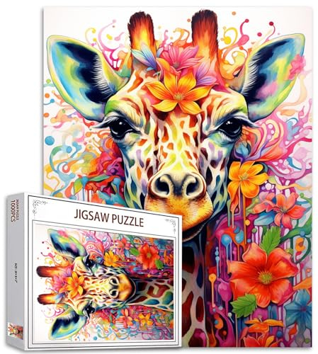 Tucocoo Giraffe Animal Jigsaw Puzzles for Adults 1000 Pieces Graffiti Jigsaw Puzzle Art 27 x 20 Inches Colorful DIY Puzzles for Home Decoration Family Puzzle Perfect for Game Nights