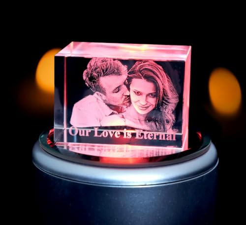 Personalised 3D Rectangular Photo Crystal Block, Custom Photo Cube for Wedding Anniversary, Birthday, Graduation, Housewarming Gift (Small 60x40x40mm)