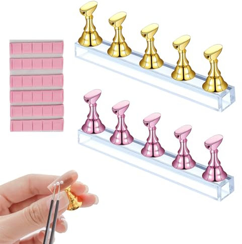 Ensembles Présentoir D'art D'ongle, Support Magnétique pour Faux Ongles, 2 Sets Nail Art Tips Stand holder pour Faux Ongles Manucure