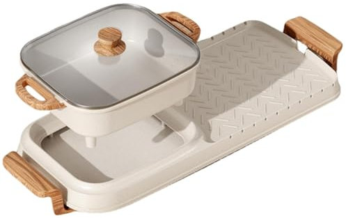 Hotpot Grill Combo Electric - Teppanyaki Grill - Korean BBQ Grill - 2 In 1 Hot Pot With Divider - Large Size Indoor BBQ Detachable(Mediumsizewithoutpartition,Detachablehotpot)