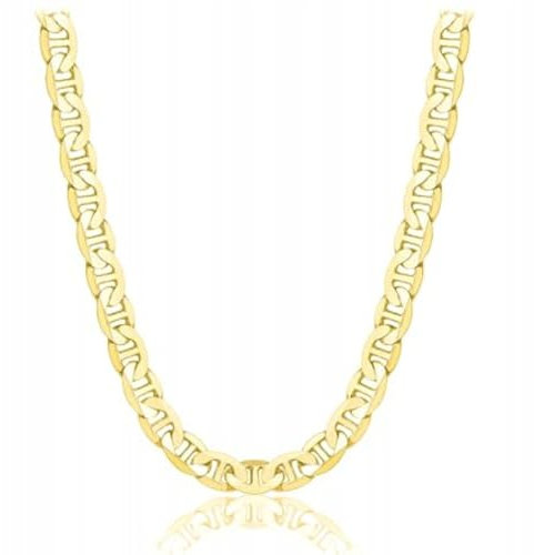AMAR PRAGNA Gold Damen/Herren Kette 925/585, original geflochten, Breite 5,5 mm, Goldkette- Halskette, vergoldete kette 585- königskette gold, goldschmuck plattenkette 60 cm