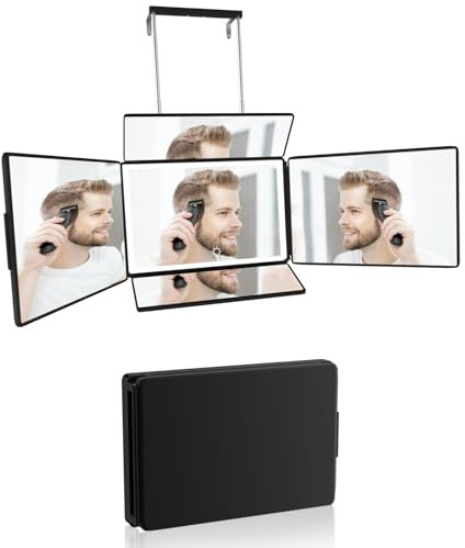 Aokoka 5-Wege-Spiegel mit Licht zum Selbsthaarschneiden, 360° Frisierspiegel für Männer Rasieren, Make-up-Spiegel mit Höhenverstellung zum Flechten von Haarstyling, Färben von Haaren für Frauen