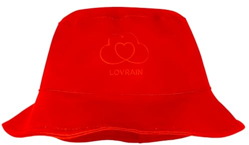 LOVRAIN Cappello da pescatore impermeabile per bambini, protezione da sole e pioggia, per ragazze e ragazzi, Rosso, 1-2 Years